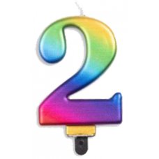 (image for) Jumbo Number 2 Candle Rainbow - Click Image to Close